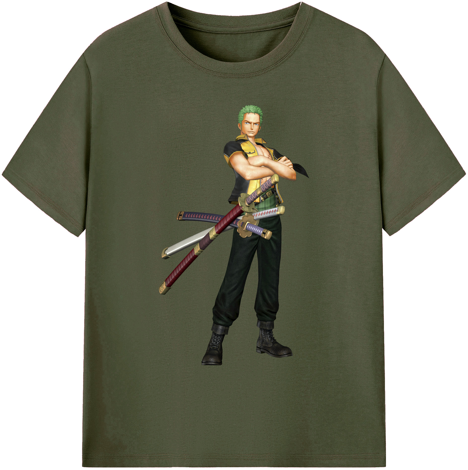 ワンピース ロロノア・ゾロ ONE PIECE Roronoa Zoro 綿100％ メンズ半袖Tシャツ｜肌触りやわらか＆通気性